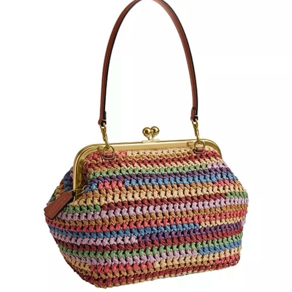 COACH Kisslock Medium Multi Straw Frame Bag 27 - Picture 2 of 4